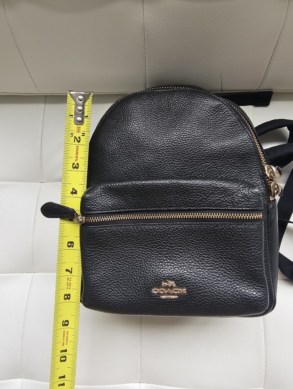 Authentic COACH Black Pebbled Leather Mini Backpack - Gold Hardware - Picture 12 of 15